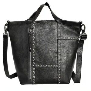 Latico Black Crossbody Bag with White Stitching - Frankie - new!  great gift